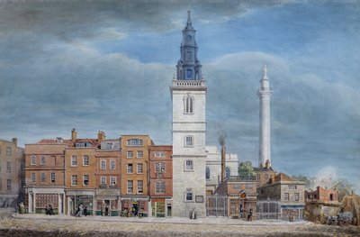 View of St. Michael Church, Crooked Lane, London, designed by Christopher Wren, during demolitions for the New London Bridge, c.1830 by George the Elder Scharf